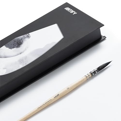 ARTIFY Professional Natural Squirrel Hair Quill Watercolour Brushes | Mop Round Fine Tip Watercolor Paint Brush for Large Strokes Smudging | Ideal for Watercolor and Gouache Painting (#0) - color: Size #0