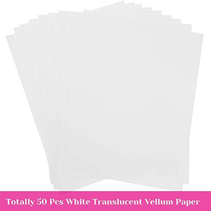 Cridoz 50 Sheets Vellum Paper 8.5 x 11 Inches Translucent Clear for Printing Sketching Tracing Drawing Animation