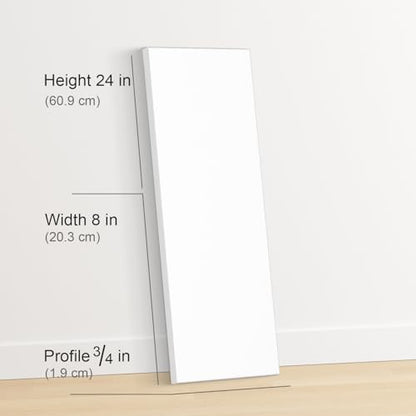 PHOENIX 8x24 Inch 3 Pack Artist Canvas - Long Skinny Stretched Canvases for Painting - 3/4 Inch Profile, 100% Cotton 11 Oz. Gesso Primed White Blank Professional Canvas Oil & Acrylic Paints - size: 8"x24", style: Traditional