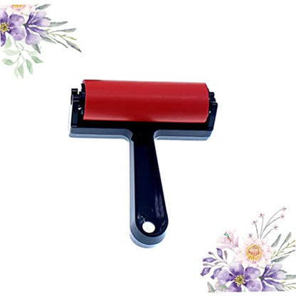 Gogogmee Artist Rubber Roller Paint Brush for Ink and Painting 10cm Long Soft Red Sponge Brush for Scrapbooking Drawing and Wall Art - size: 13*11.5cm
