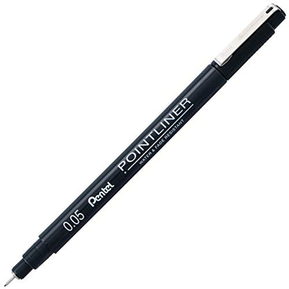Pentel Arts Pointliner Drawing Pen, 5-Pack, Assorted Sizes, Black Ink (S20PBP5A)