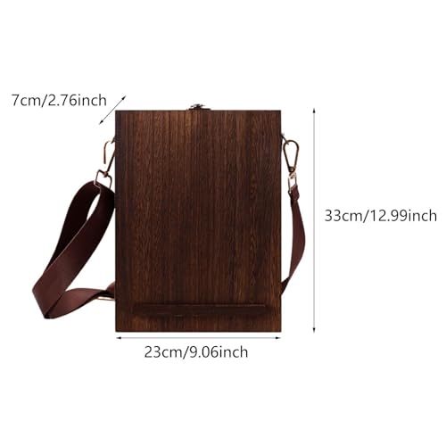 Writers Messenger Wood Box Tabletop Easel Box with Hinged Lid Artist Tool Bag Artist Writing Box for Pencils Brush Home Decor