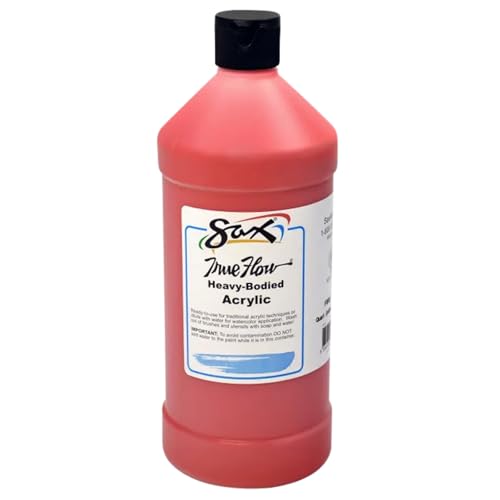 Sax Heavy Body Acrylic Paint for School and Arts and Crafts Use, Fire Red, 1 Quart - color: Fire Red, size: 32 Fl Oz (Pack of 1)