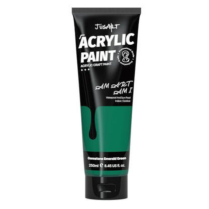 JusArt Green Acrylic Paint,Emerald Green Tubes（250ml /8.45 oz, Non-Toxic & Rich Pigment Craft Paints for Canvas Painting, Wood, Fabric, Stone, Ceramics, Art Supplies for Artists, Adults - color: Green