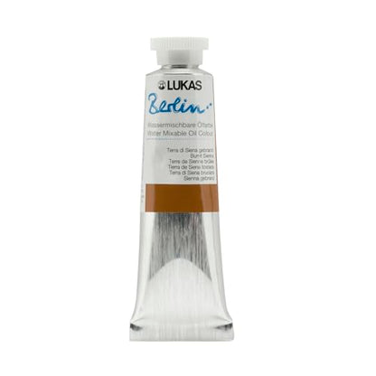 Lukas Berlin Pro Artists Water Mixable Oil Paint 37 ml Tube Burnt Sienna, Water Soluble, Lightfast Pigments, Quick Drying, Easy Clean-Up, Eco-Friendly, Professional Quality, 40 Color Range - color: Burnt Sienna, size: 1.25 Fl Oz (Pack of 1)