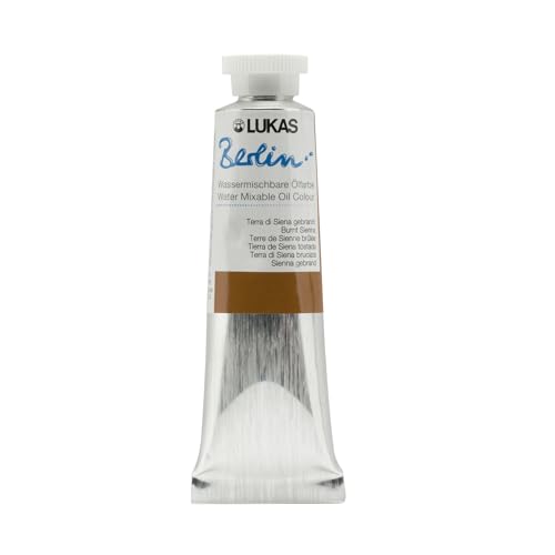 Lukas Berlin Pro Artists Water Mixable Oil Paint 37 ml Tube Burnt Sienna, Water Soluble, Lightfast Pigments, Quick Drying, Easy Clean-Up, Eco-Friendly, Professional Quality, 40 Color Range - color: Burnt Sienna, size: 1.25 Fl Oz (Pack of 1)