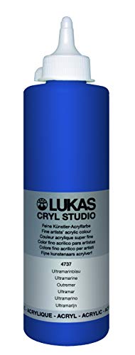 Lukas CRYL Studio Artist Acrylic Paint, Ultramarine Blue, 500 ml Bottle - High Pigment Acrylic Paints for Canvas Painting, Large Scale Works - Medium-Viscosity, Water-Mixable, Fast Drying - color: Ultramarine Blue, size: 16.91 Fl Oz (Pack of 1)