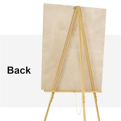 Falling in Art 65" A-Frame Tripod Easel Stand, Wooden Display Easel with Adjustable Canvas Holder, Floor Easel for Wedding Signs, Posters, Paintings, Artwork(Gold) 1 Pack - color: Gold-1 Pack