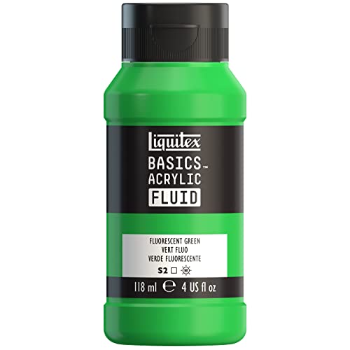 Liquitex BASICS Acrylic Fluid Paint, 118ml (4-oz) Bottle, Fluorescent Green - color: Fluorescent Green, style: 118ml (4-oz)