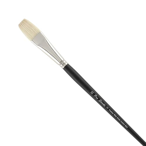 Creative Mark Pro Stroke Premium White Chungking Hog Bristle Artist Paint Brush - Flat # 12 - Natural Bristle Brush w/Great Control Suitable for Oils, Watercolors, Acrylics, Alkyds, Caseins - size: 12