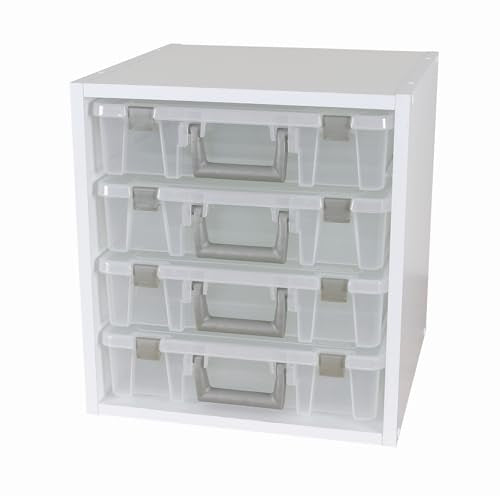 ArtBin 6855SC Super Satchel Cube - 15.5 x 16.75 x 15.625 in. Arts and Crafts Supply Storage with Pre-Drilled Holes, 6 Rail Set, Customizable, White