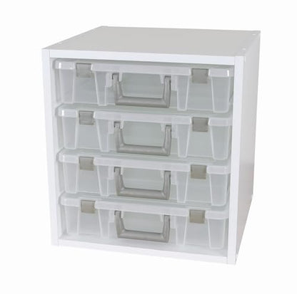 ArtBin 6855SC Super Satchel Cube - 15.5 x 16.75 x 15.625 in. Arts and Crafts Supply Storage with Pre-Drilled Holes, 6 Rail Set, Customizable, White