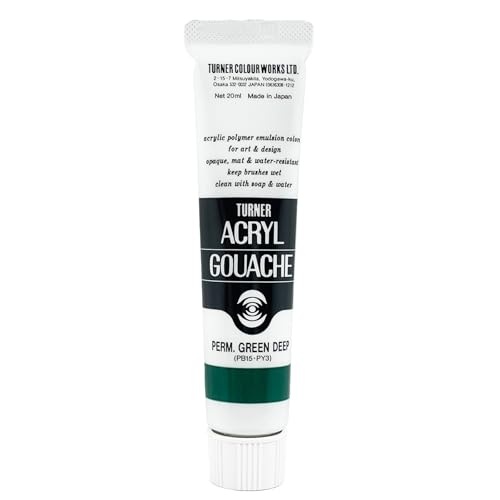 Turner Colour Works Acryl Gouache Artist Acrylic Paint - Single 20 ml Tube - Permanent Green Deep - color: Permanent Green Deep, size: 0.7 Fl Oz (Pack of 1)