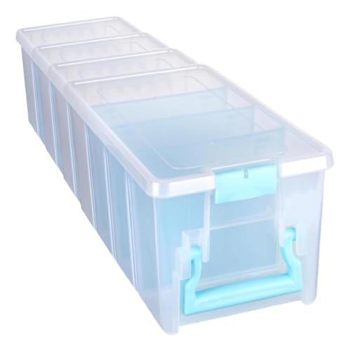 ArtBin 6925AA Semi Satchel with Removable Dividers, Portable Art & Craft Organizer with Handle, [1] Plastic Storage Case, Clear - Aqua Accents (Pack of 4) - color: Clear, size: Pack of 4