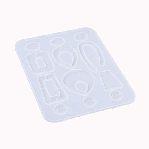 Craftdady 5pcs Earring Pendant Silicone Mold 8 Shapes Geometric Drop Rectangle Round Epoxy Resin Casting Mold for DIY Resin Jewelry Dangle Earring Keychain Making - color: Transaprent, Geometric-b