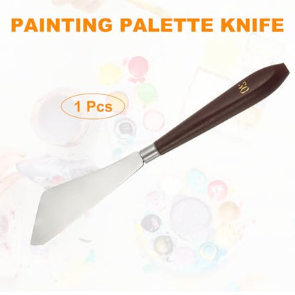 HARFINGTON Palette Knife Painting Tool 3.54" x 1.26" Stainless Steel Art Spatula Pallet Knives Scrapers Tools with Plastic Handle for Acrylic Oil Canvas Mixing Spreading, Red/Silver