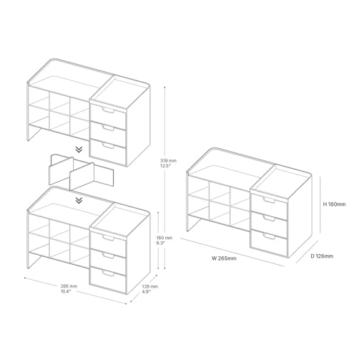 Stacking Marker 6-grid Inclined Pen Slots Large Capacity Desk Marker Storage Holder With 3 Drawers - color: Double layer