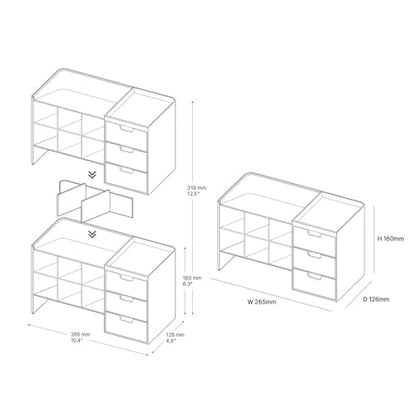 Stacking Marker 6-grid Inclined Pen Slots Large Capacity Desk Marker Storage Holder With 3 Drawers - color: Double layer