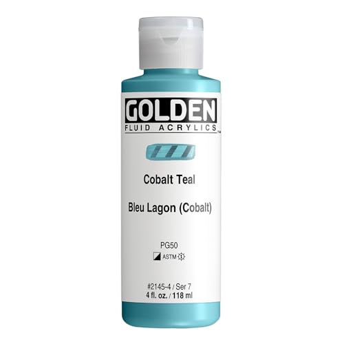 GOLDEN Fluid Acrylics, Cobalt Teal, 4 fl. oz. Bottle, Professional Acrylic Paint, Semi-Opaque