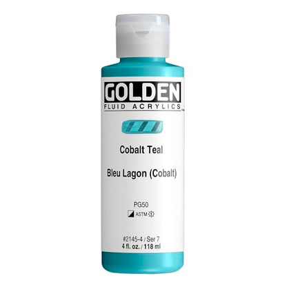GOLDEN Fluid Acrylics, Cobalt Teal, 4 fl. oz. Bottle, Professional Acrylic Paint, Semi-Opaque