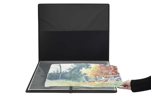 Picturesque Pro Presentation Case- Professional Art Portfolio Folder for Artwork up to 24x36- Zippered Case - Archival Storage Solution w/Two Removable Spiral-Bound Refill Books of 20 Clear Sleeves - size: 24x36" w/ 2 Refills