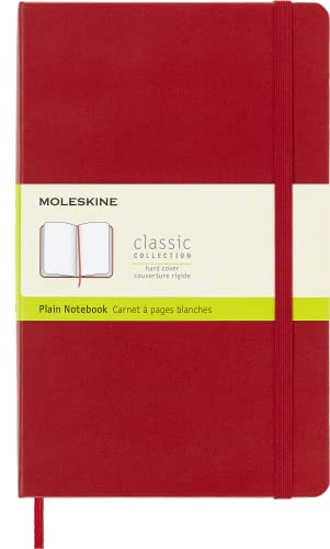 Moleskine Classic Notebook, Large, Plain, Red, Hard Cover (5 x 8.25)