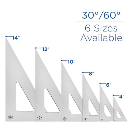 ALVIN - Smoke-Tint Acrylic Triangle Ruler, Multipurpose Tool for Drafting, Design, and Architecture, Great for Machining and Woodworking (8" 30/60 Degree)
