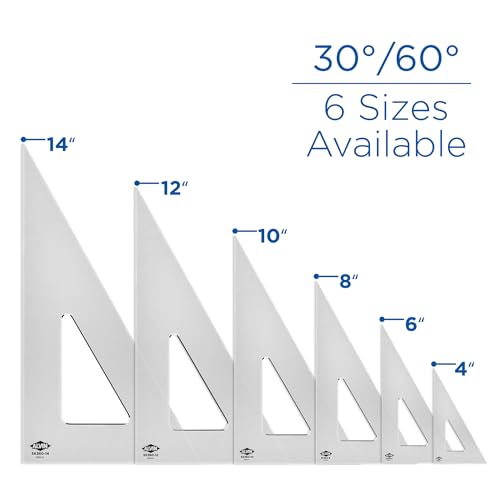 Alvin, SK360-12, 12" Smoke-Tint Triangle Ruler, Math Geometry Tool - 30/60 Degrees - size: 12", style: 30/60 Degree