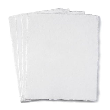 Wanderings Handmade White Deckle Edge Blank Paper - 10" x 12" - Recycled - Pack of 25 - Watercolor/Mixed Media Paper - Artwork Posters Signs Menus Invitations - Extra 300 GSM - Large - size: 10"x12"