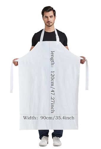 Nanxson TPU Waterproof Apron Lightweight Work Apron with Adjustable Buckle | Liquid Resistant,Neck buckle design,Easy to clean,Unisex,Butcher Apron for Dishwashing Grooming,Halloween - color: White