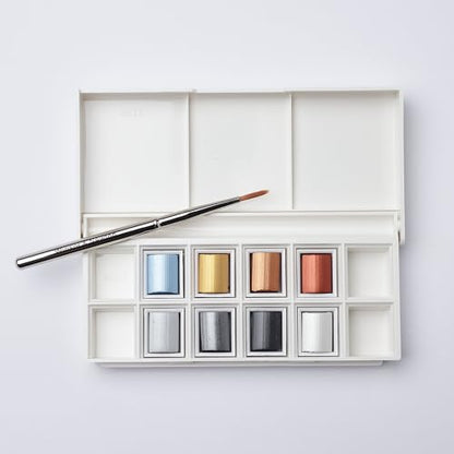 Winsor & Newton Cotman Watercolor Paint Set, 8 Half Pan, Metallic Colors w/ Brush - style: 8 Half Pan Metallic Colors
