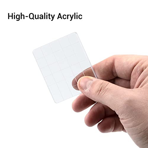 6 Pieces Stamp Block Clear Acrylic Stamping Blocks Tools Set with Grid Lines for DIY Crafts Scrapbooking Card Making Ornaments Stamping Projects