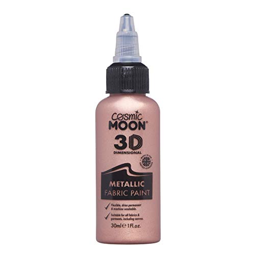 Cosmic Moon - Metallic 3D Fabric Paint - 1.01fl oz - Rose Gold - Textile paint for clothes, t-shirts, bags, shoes & canvas - color: Rose Gold
