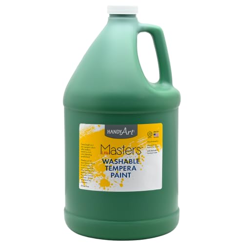 Handy Art Little Masters Washable Tempera Paint, Green, Gallon 128 oz | Bright & Mixable, High Opacity, Washable Colors for Classroom, Students, Kids, Young Artists, Safe & Non-Toxic, Made in USA - color: Green, size: 128 Fl Oz