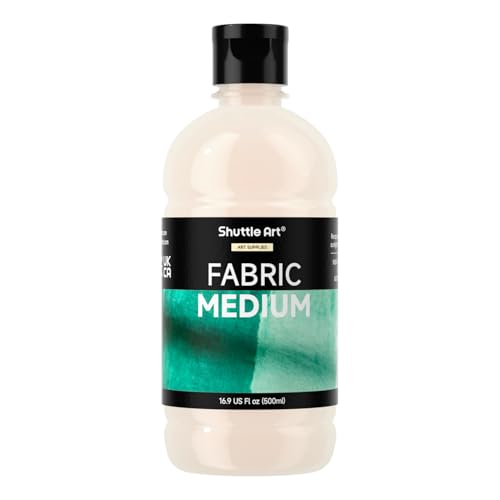 Shuttle Art Fabric Medium, 16.9 oz /500ml Professional Textile Medium for Fabric Painting, Improve Acrylic & Fabric Paint Adhesion, Softness, Vibrancy, Prevent Fading, Ideal for T-Shirts,Shoes,Jeans,Bags - size: 16.9 Fl Oz (Pack of 1)