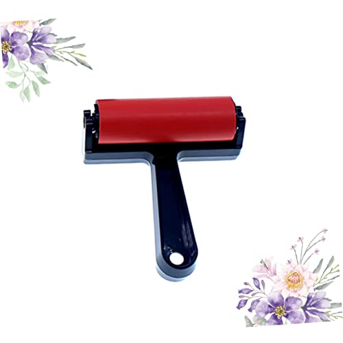 SEWACC Artist Rubber Roller Brush for Ink Painting 10cm Length Red for Scrapbooking Wall Art and Drawing Projects