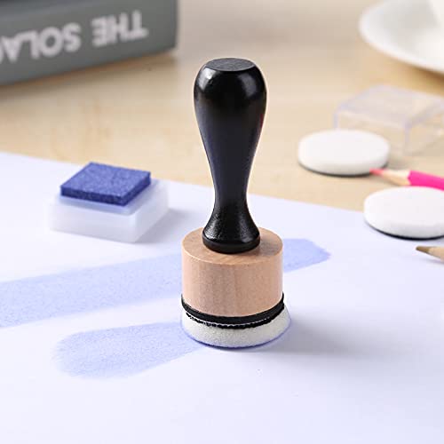 Ink Paints Mixing Blending Tool Mini Round Foam Refills, for Scrapbooking Craft, Control of Ink Placement, No More Inky Fingers Ink Blending Tool with Spare Pads for Rubber Stamping & Scrapbooking - color: 1 Handle+2 Foam Refills