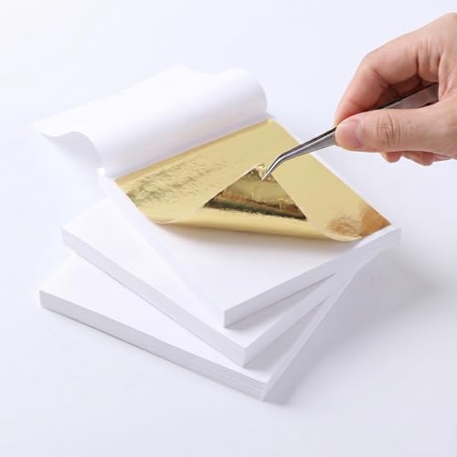 Snailmart 300pcs Gold Leaf Sheets for Crafts – Gold Foil Paper for Arts, Gilding, Resin Jewelry, Nail Art, Furniture Decoration, Painting, Home Decor, DIY Projects – 3.5×3.5 Inch - color: Gold-300pcs Gold Leaf Sheets