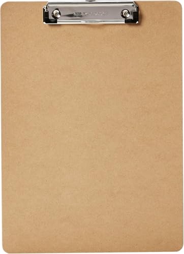 Amazon Basics Hardboard Office Clipboard, Low-Profile, Letter Size, 9" x 12.5", Brown, 6-Pack - size: 6-Pack