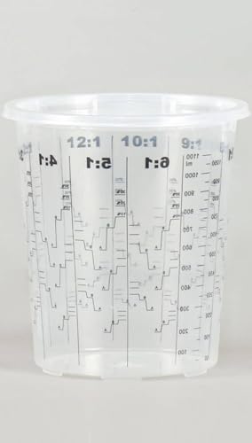 Plastic Paint Mixing and measuring Cup (1,100 mL) (Box of 25) Best for measuring liquids - size: 1100 mL