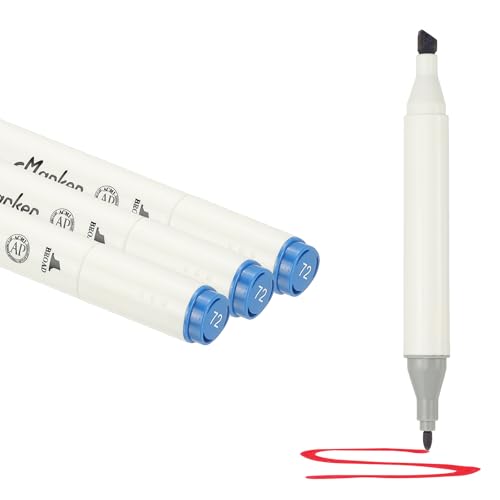 PATIKIL Dual Tip Markers, 3 Pcs Dual Tip Alcohol Markers Set White Barrel with Brush Tip and Fine Tip for Illustration Artist Adult Coloring Drawing Permanent Sketching, Dark Blue - color: Dark Blue