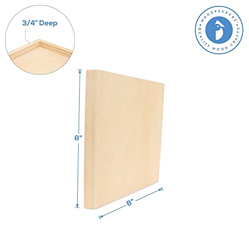Square Wood Canvas 8 x 8 x 3/4-inch, Pack of 4 Unfinished Wood Frames, Blank Wooden Signs for Crafts & Home Decor, by Woodpeckers - size: 8 x 8