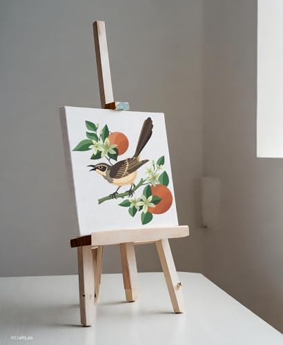 CraftLab Painting Kit - Paint by Numbers for Adults, Acrylic, Canvas, Brushes, Mockingbird & Orange Blossoms - color: Mockingbird & Orange Blossoms