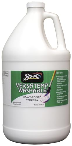 Sax Washable Versatemp Heavy Bodied Tempera Paint, White, 1 Gallon - 15411, 128 Fl Oz (Pack of 1)