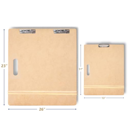 Falling in Art 13X17 & 23X26 Sketch Board Set, Drawing Tote Board for Artists with Sturdy Clip and Rubber Bands, Portable Art Clipboard for Classroom and Studio Drawing - size: 13X17"& 23X26"