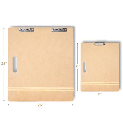 Falling in Art 13X17 & 23X26 Sketch Board Set, Drawing Tote Board for Artists with Sturdy Clip and Rubber Bands, Portable Art Clipboard for Classroom and Studio Drawing - size: 13X17"& 23X26"