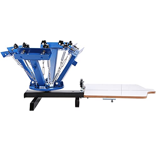 VEVOR Screen Printing Machine, 4 Color 1 Station 360° Rotable Silk Screen Printing Press, 21.2x17.7in / 54x45cm Screen Printer Press, Double-Layer Positioning Pallet for T-Shirt DIY Printing