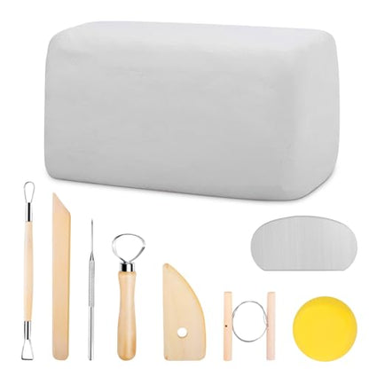 Sculpting Clay, Modeling Clay, 5.5lbs Natural Air Dry Clay Kit with Pottery Sculpting Tool Set, Pottery Clay for Adult - Bright White - color: Bright White