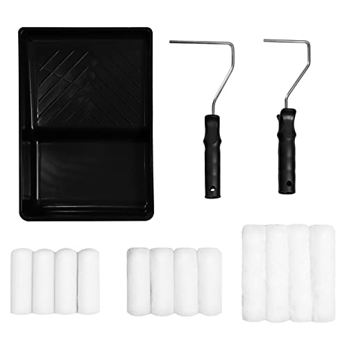ETERNA Paint Roller Kit, 15 Piece Paint Supplies for House Painting, 4"+7" Roller Frame with Covers (Fabric + Foam)& Plastic Paint Tray for Wall Decorating Home Improvement - color: 15Piece