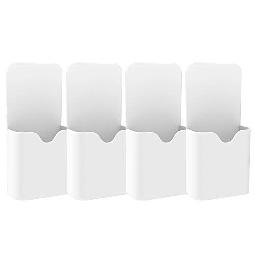MoKo 4 Pack Magnetic Pen Holder for Whiteboard, Magnetic Dry Erase Marker Holder for Refrigerator Storage Magnetic Pencil Holder Locker Accessories for School, Office, Home - White - color: White-4 Pack